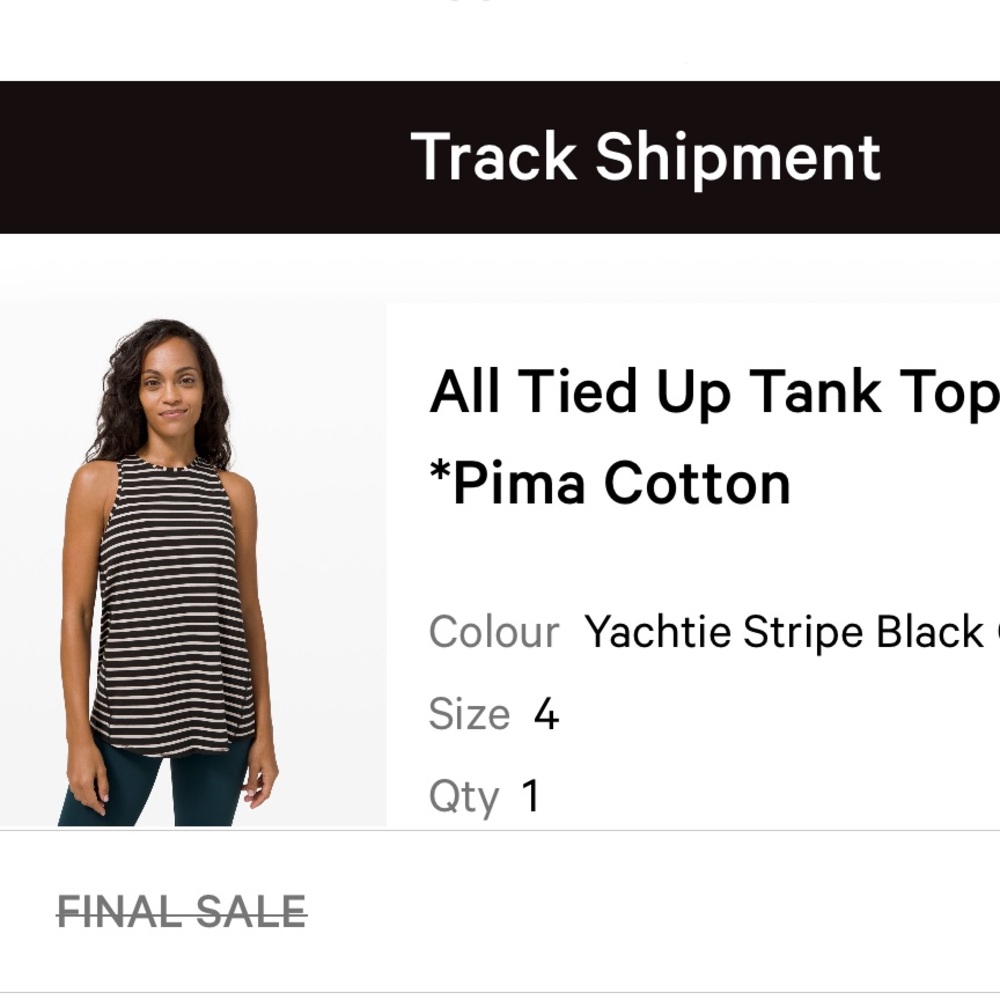 Lululemon Athletica All tied up tank top, Pima cotton, *rare color combo*